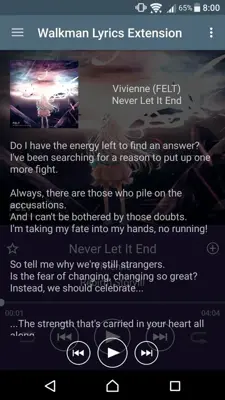 Walkman Lyrics Extension android App screenshot 1