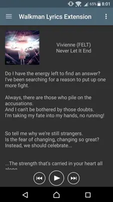 Walkman Lyrics Extension android App screenshot 2